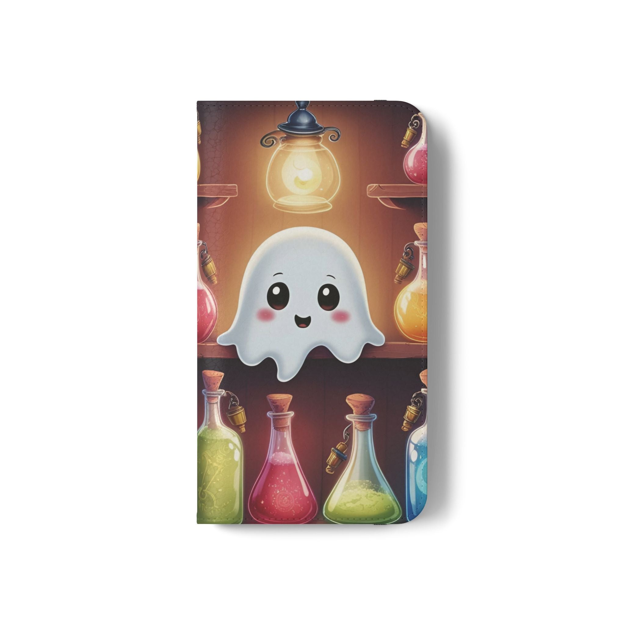 Apothecary Ghost Flip Wallet Case - Spooky Halloween Phone Case - Gothic Ghost Smartphone Case -  Ghost on a Shelf Wallet Case