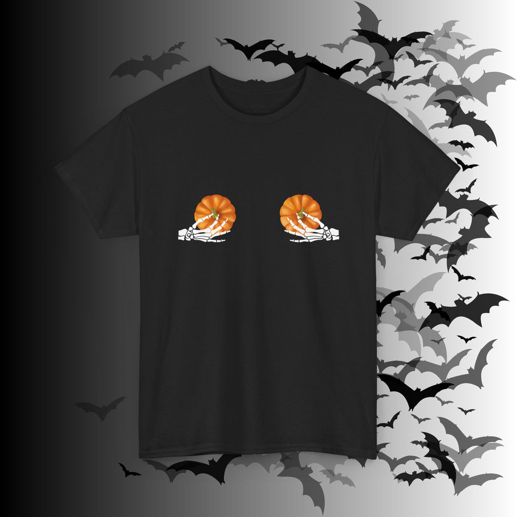 Skeleton Hands Pumpkin Halloween T-Shirt — Funny Spooky Season Tee