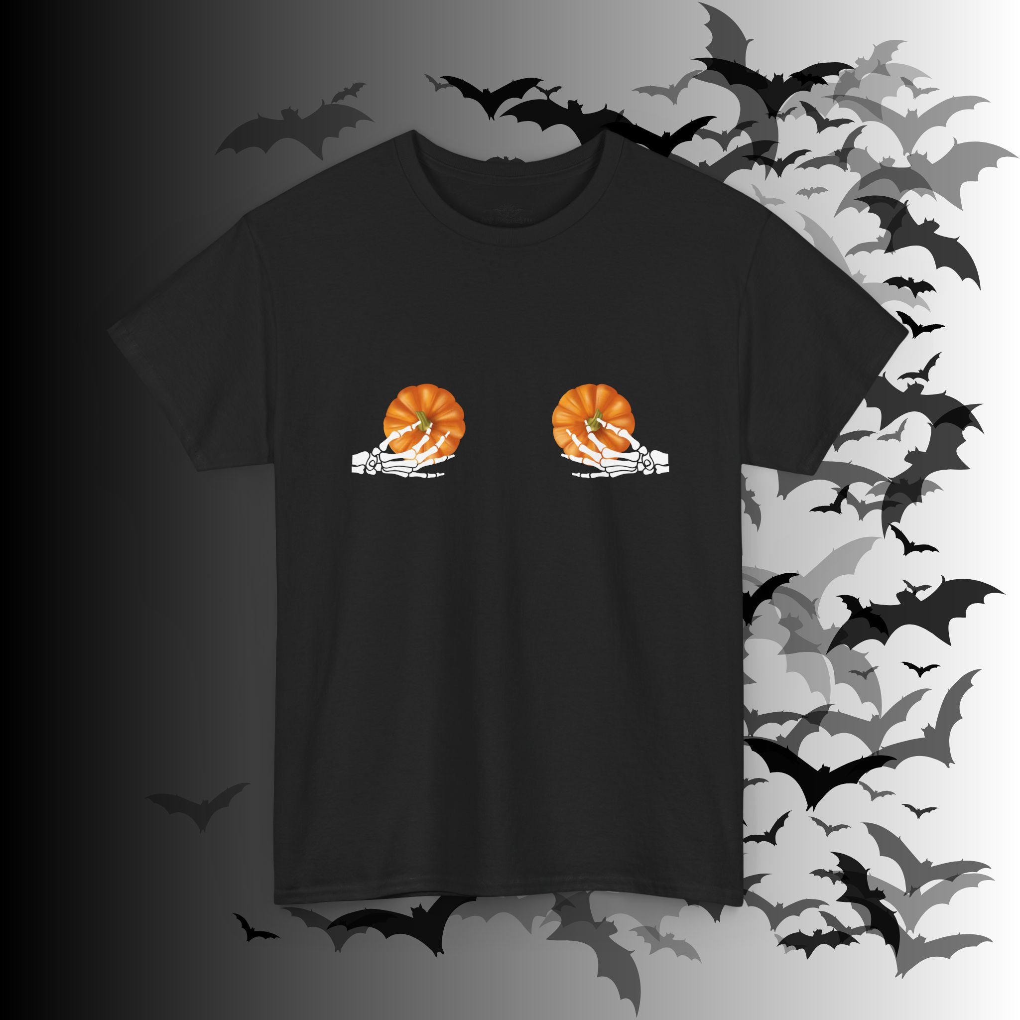 Skeleton Hands Pumpkin Halloween T-Shirt — Funny Spooky Season Tee