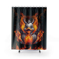 Gothic Fire Duck Shower Curtain — Demon Rubber Ducky Dark Bathroom Decor