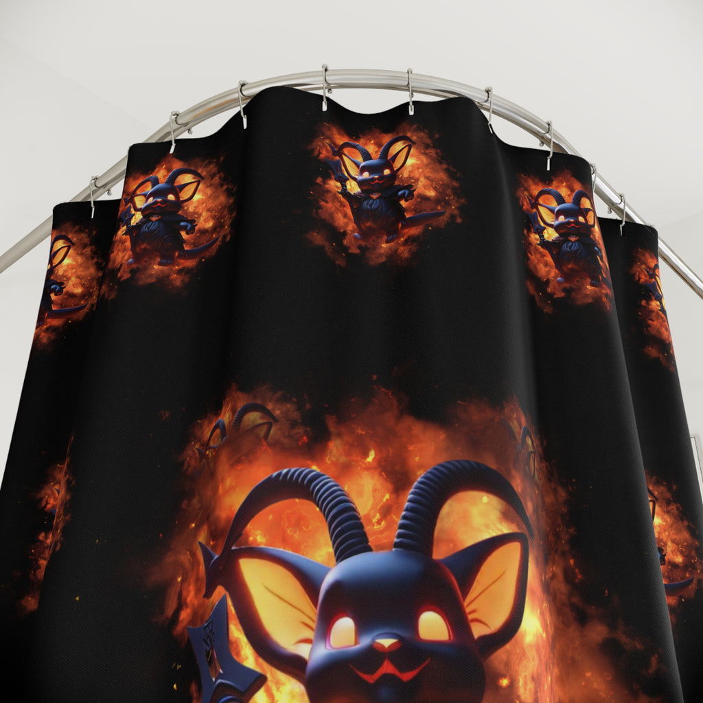 Whimsigoth Kawaii Baphomet Shower Curtain — Gothic Bathroom Decor