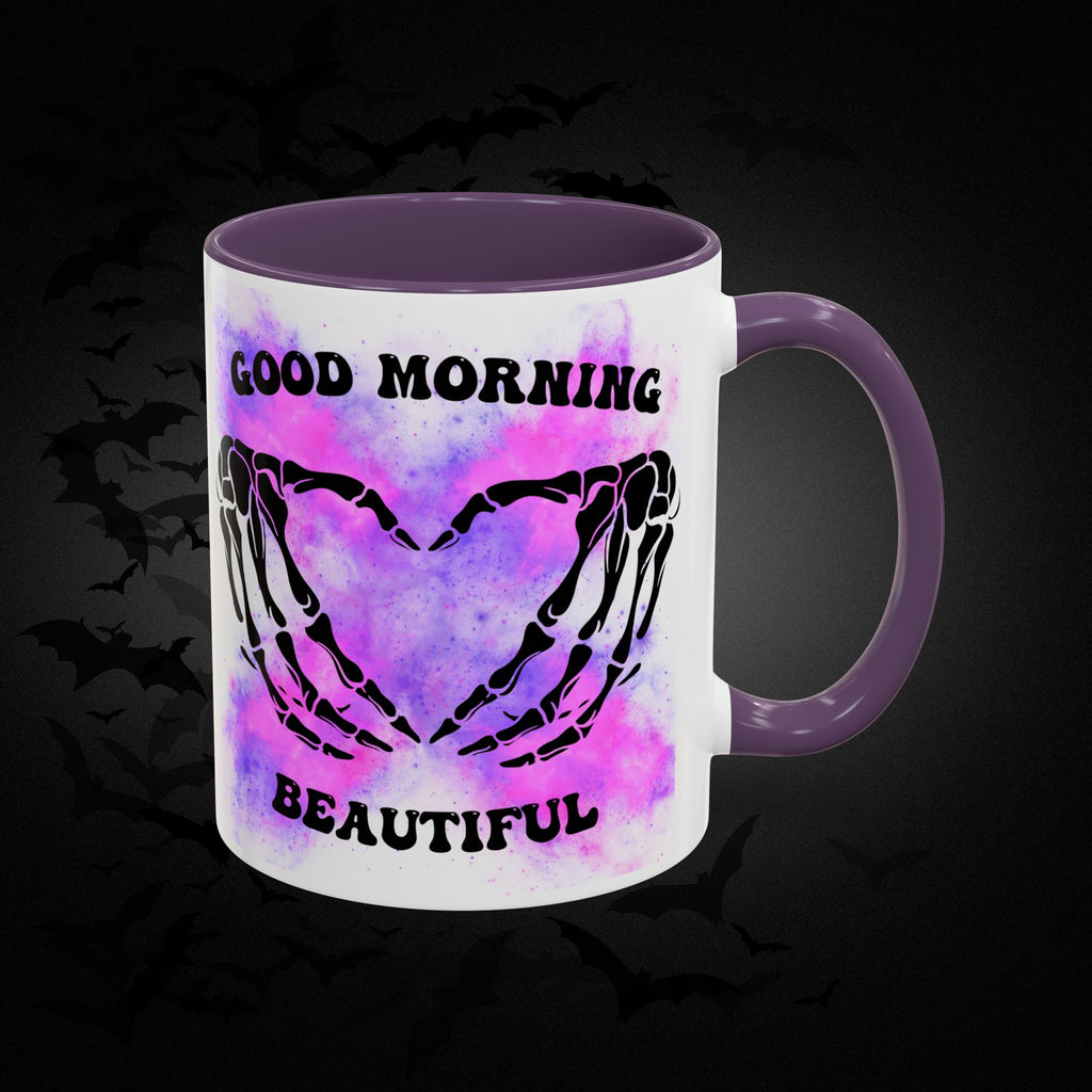 Good Morning Beautiful Fuck Off Skeleton Hands Accent Coffee Mug