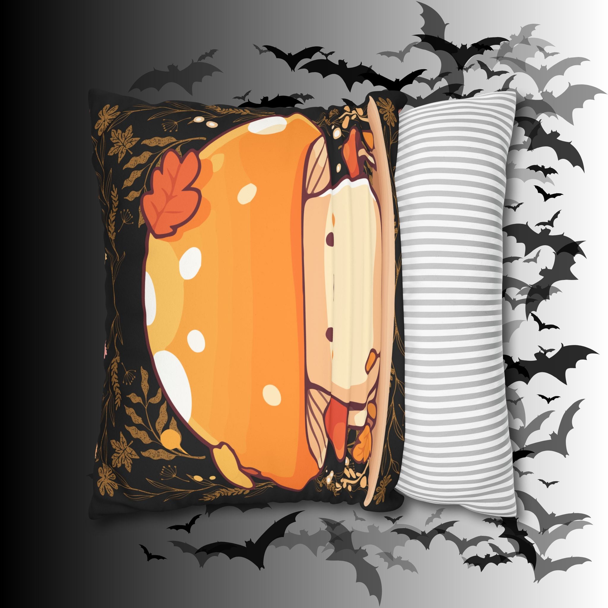 Dark Cottagecore Mushroom Throw Pillow — Forest Witch Kawaii Home Decor