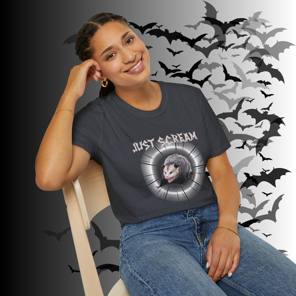 "Just Scream" Possum T-Shirt — Edgy Humor Gothic Tee