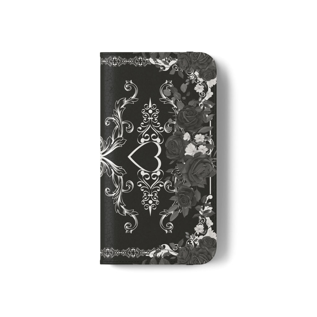 Romantic Goth Wallet Flip Case - Goth Botanical Phone Case