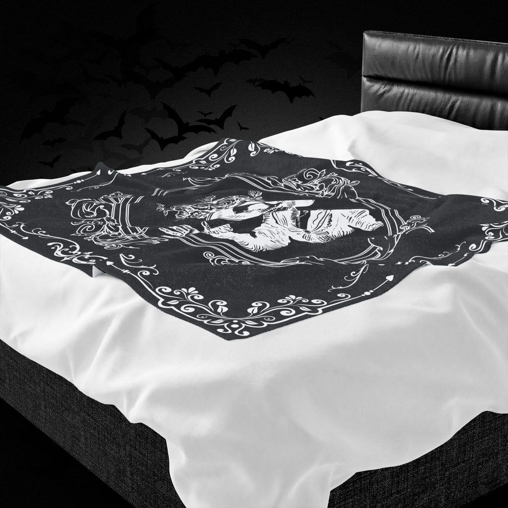Victorian Skeleton Throw Blanket — Gothic Dark Academia Home Decor