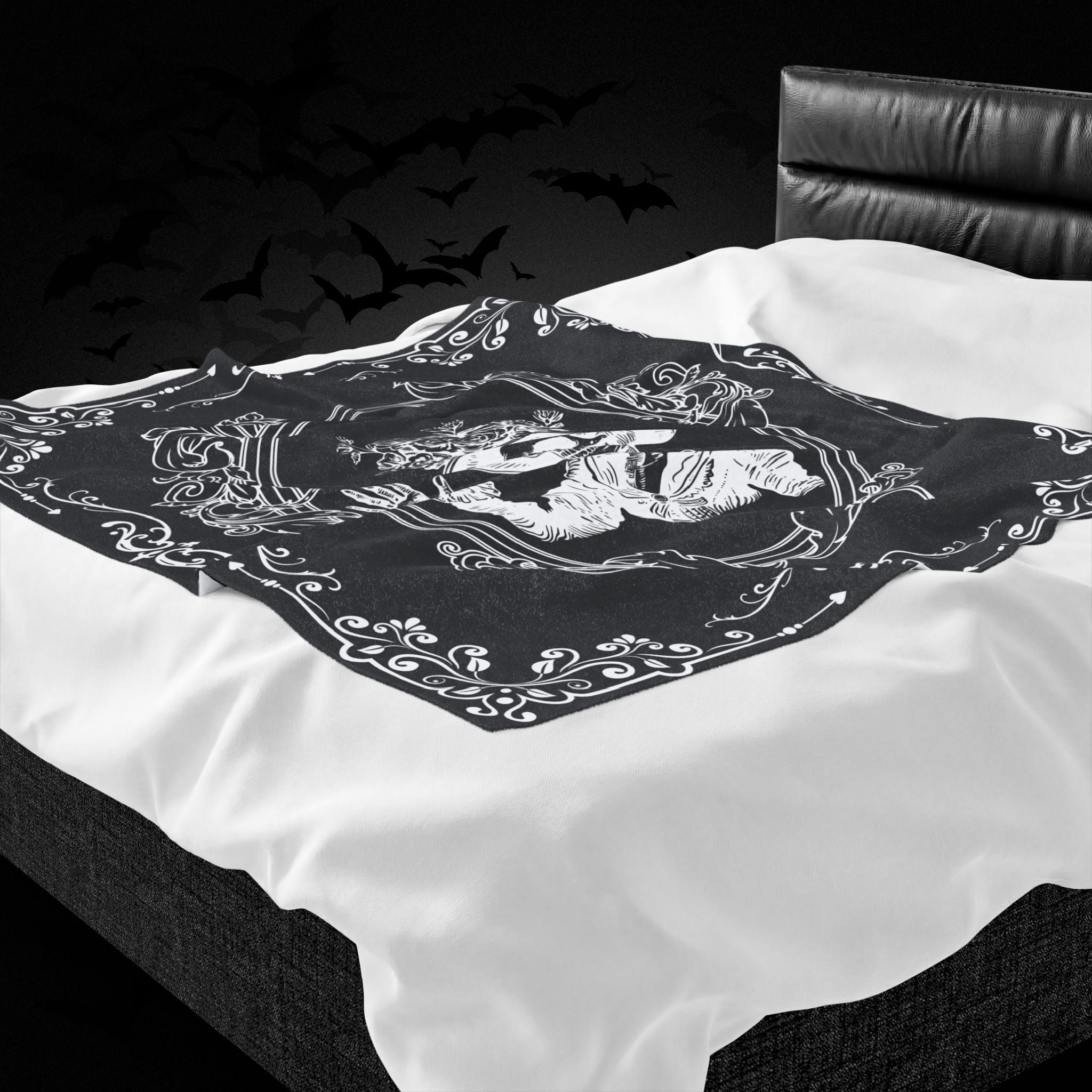 Victorian Skeleton Throw Blanket — Gothic Dark Academia Home Decor