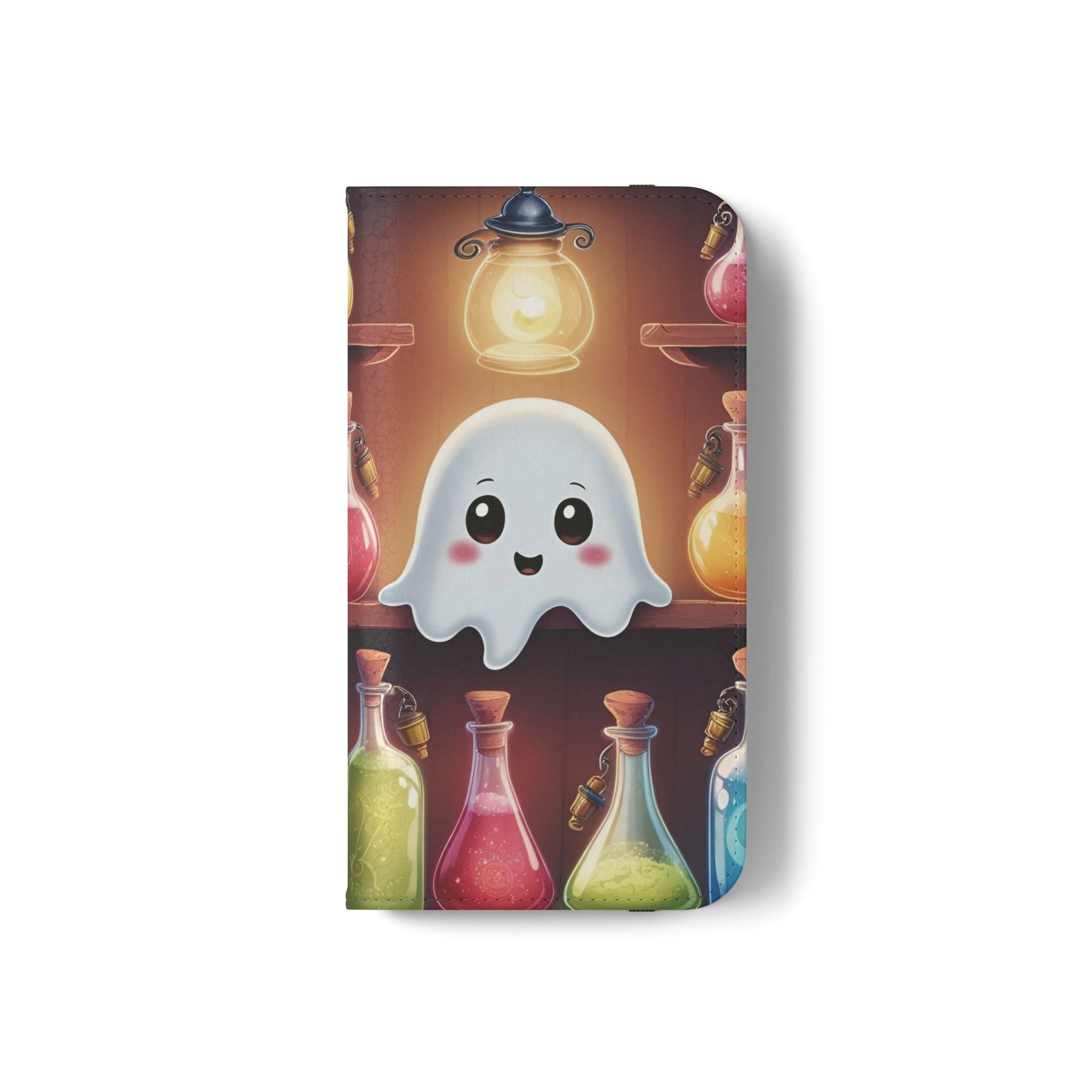 Apothecary Ghost Flip Wallet Case - Spooky Halloween Phone Case - Gothic Ghost Smartphone Case -  Ghost on a Shelf Wallet Case