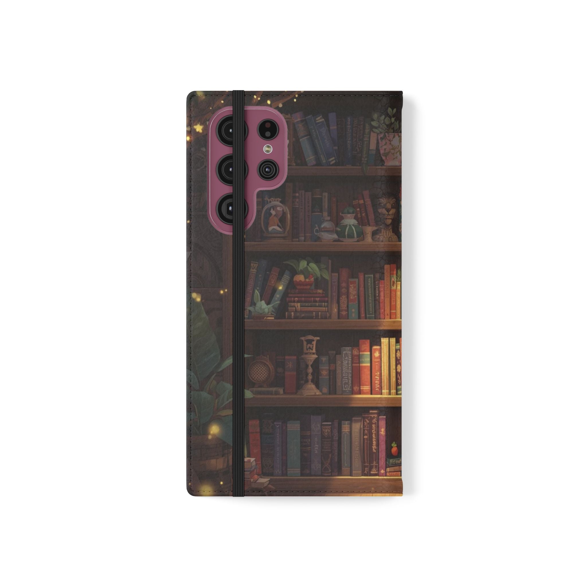 Whimsigoth Bookcase Wallet Flip Case - Romantasy Reader Phone Wallet - Book Pattern Flip Case - Bookish Phone Case