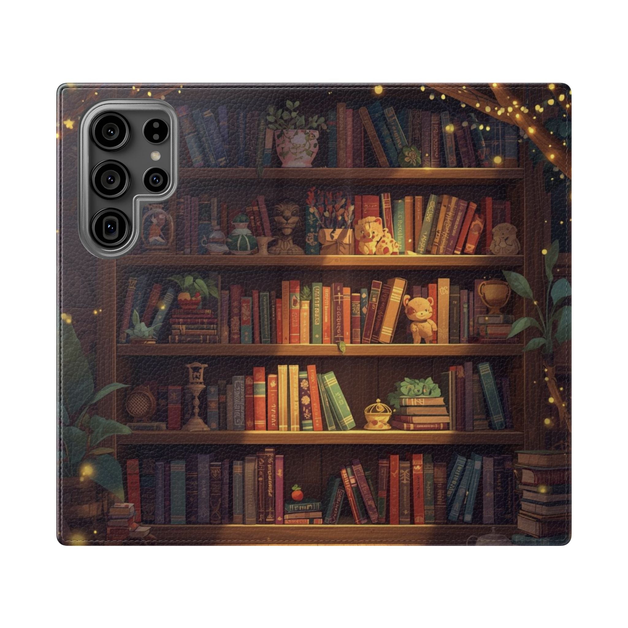 Whimsigoth Bookcase Wallet Flip Case - Romantasy Reader Phone Wallet - Book Pattern Flip Case - Bookish Phone Case