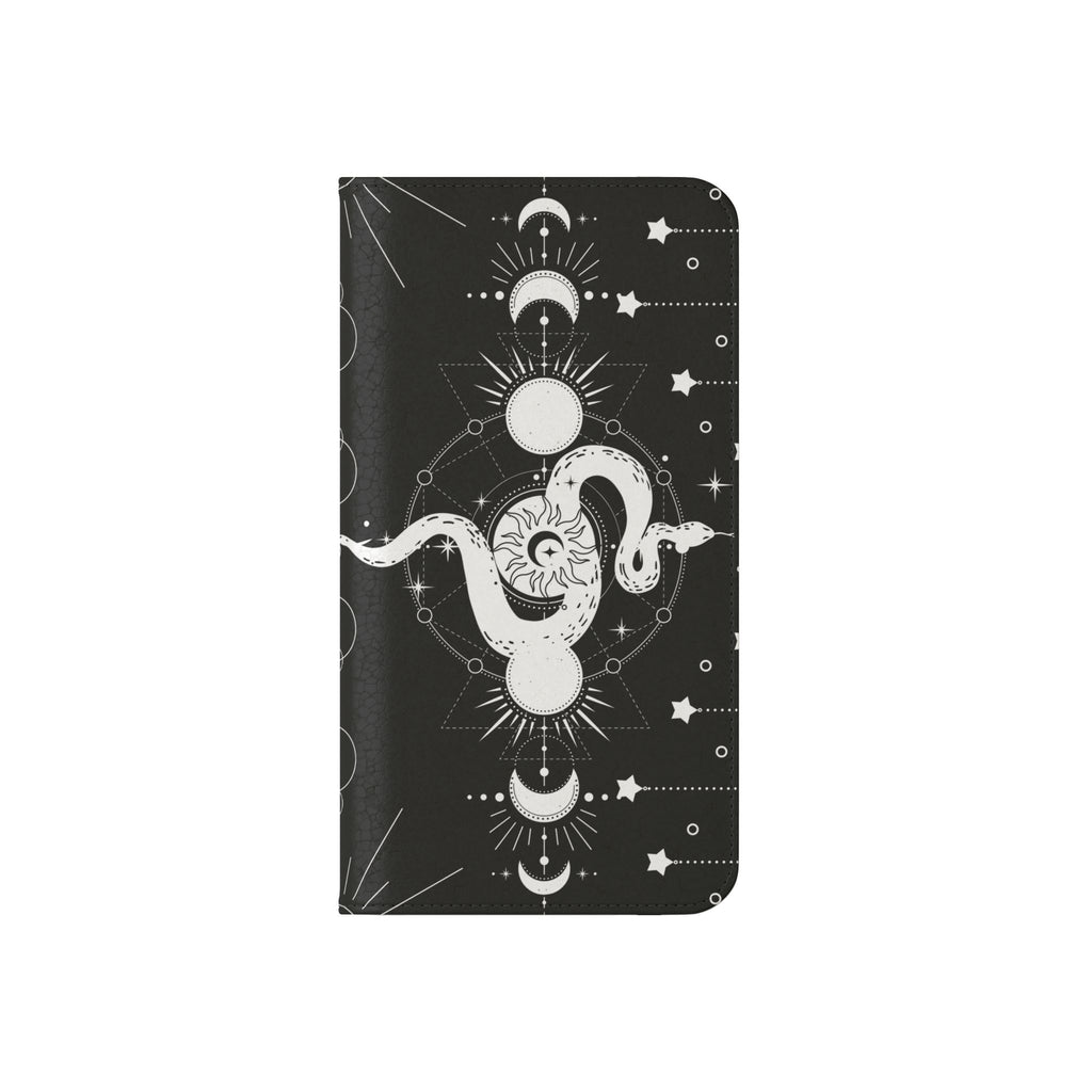 Gothic Style Celestial Snake Moon Phases Wallet Flip PhoneCase - Celestial Style Phone Case for iPhone and Samsung - Moon Phases Wallet Case