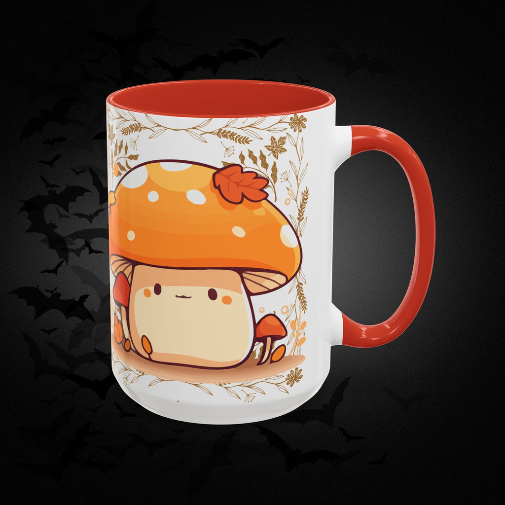 Autumn Mushroom Cute Coffee Mug — Fall Kawaii Accent Mug (11/15oz)