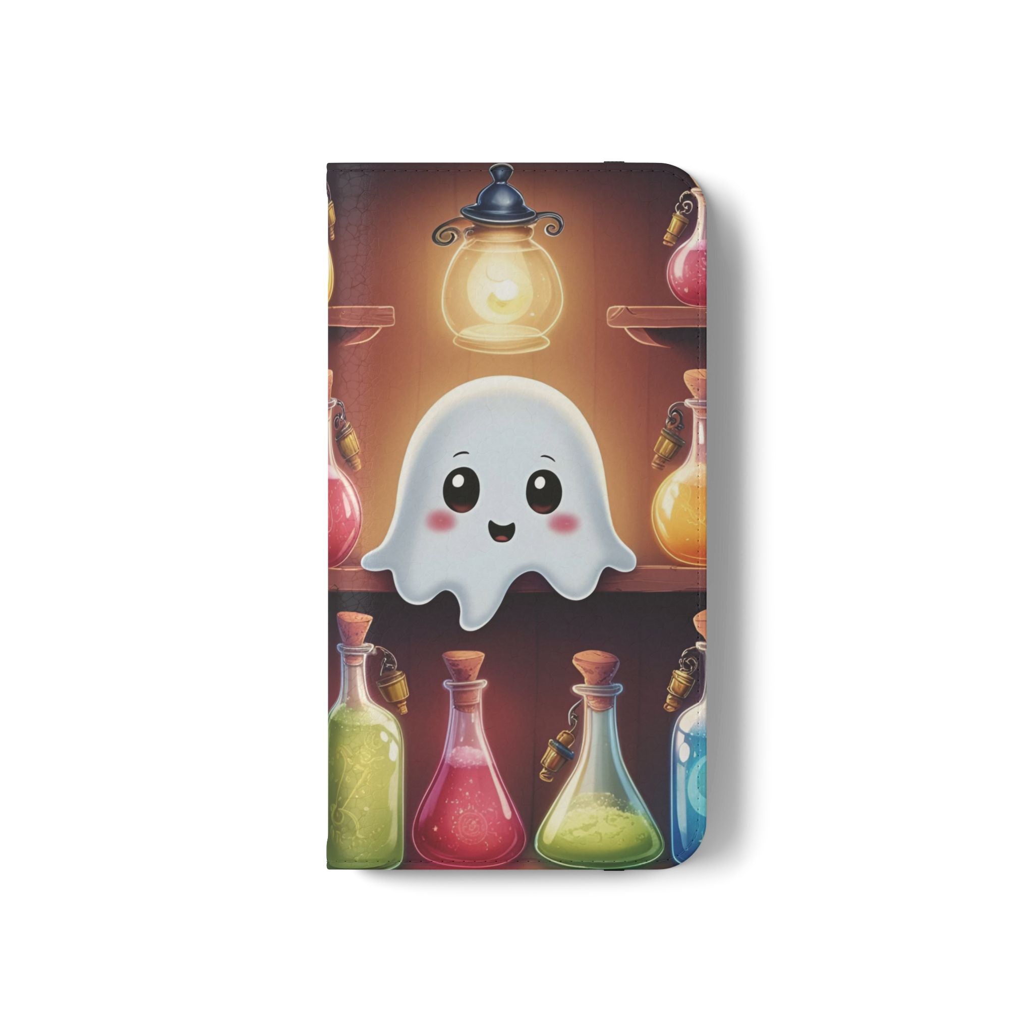 Apothecary Ghost Flip Wallet Case - Spooky Halloween Phone Case - Gothic Ghost Smartphone Case -  Ghost on a Shelf Wallet Case