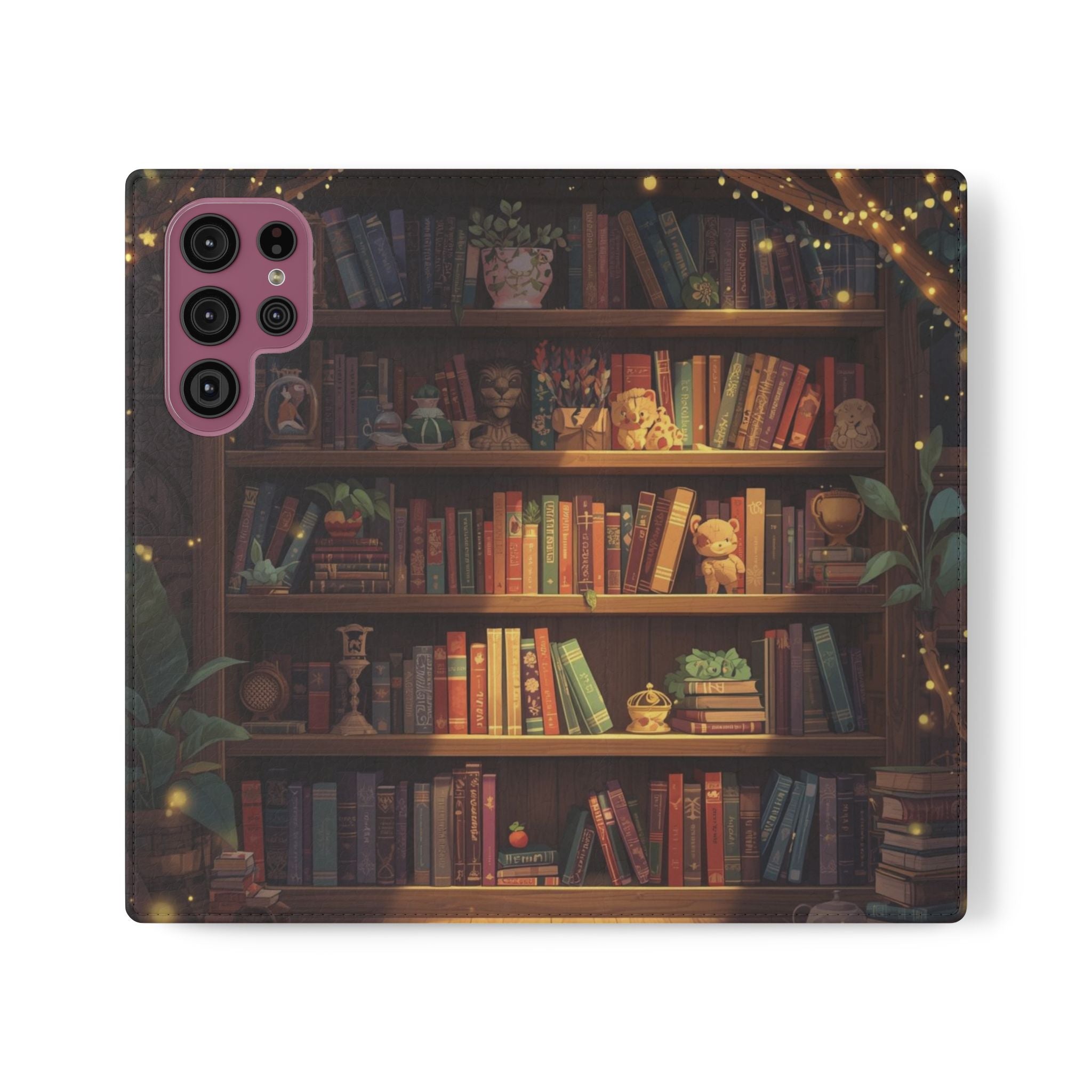 Whimsigoth Bookcase Wallet Flip Case - Romantasy Reader Phone Wallet - Book Pattern Flip Case - Bookish Phone Case