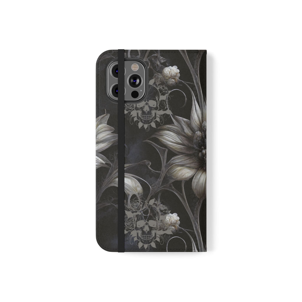 Goth Botanical Flip Wallet Case for iPhone and Samsung Galaxy Phones