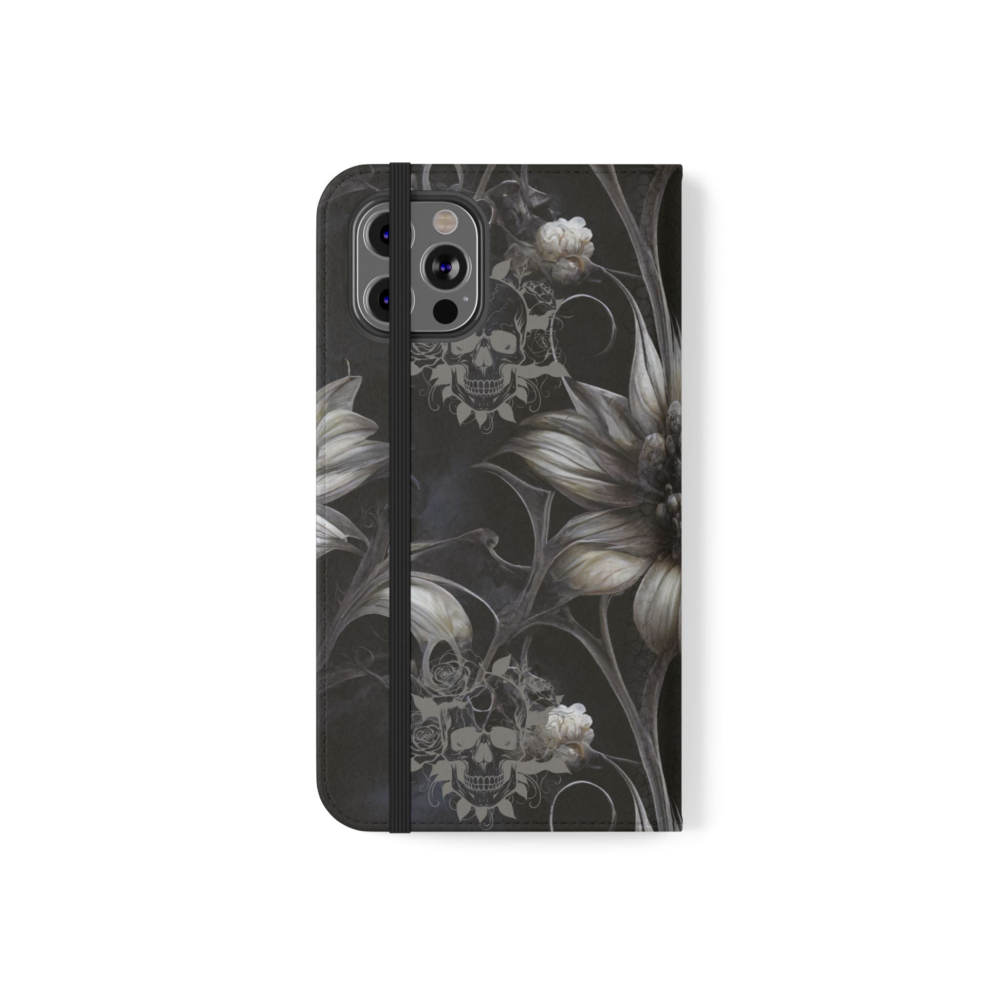 Goth Botanical Flip Wallet Case for iPhone and Samsung Galaxy Phones