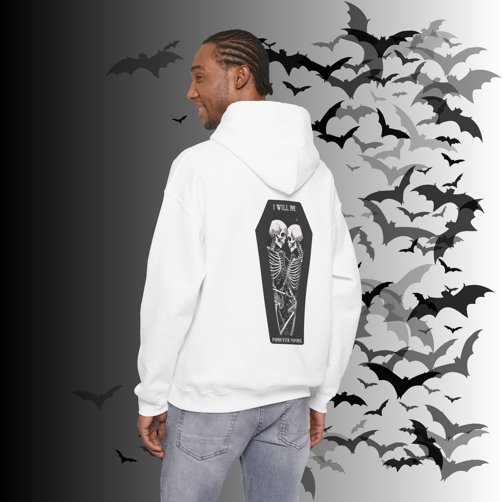 Gothic Skeleton "Forever Yours" Couples Hoodie — Dark Romance Front & Back Print