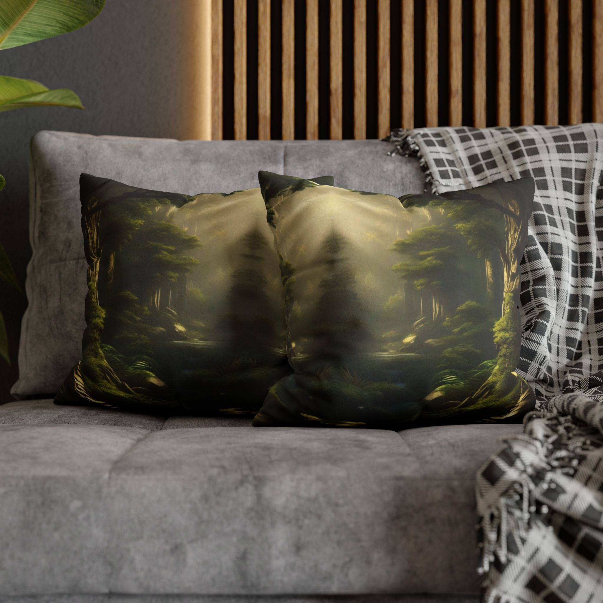 Mystical Forest Throw Pillow — Dark Cottagecore Woodland Home Decor