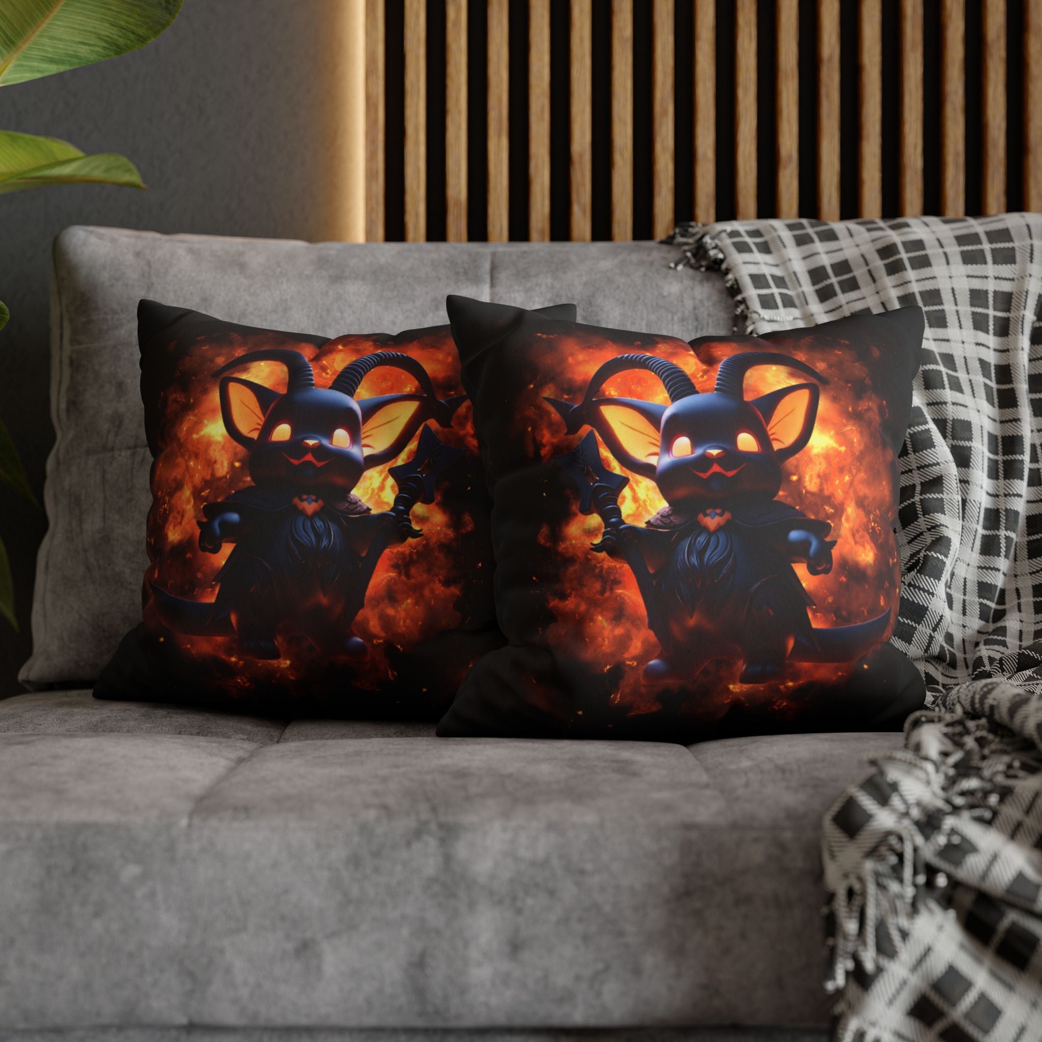 Cute Baphomet Throw Pillow — Gothic Occult Dark Home Decor