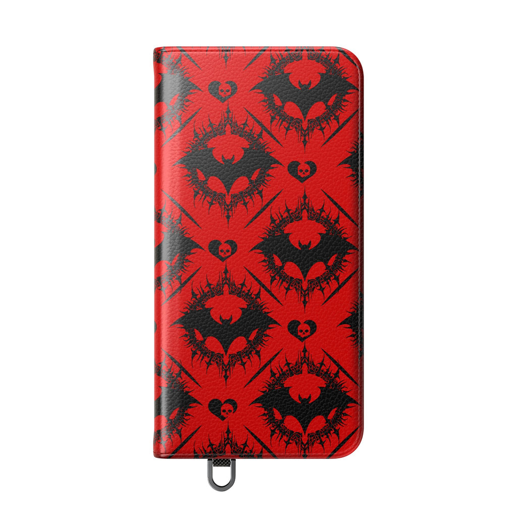 Gothic Bat Wallet Flip Case - Elegant Goth Phone Wallet - Bat Pattern Flip Case - Gothic Phone Case - Stylish Wallet Phone Case