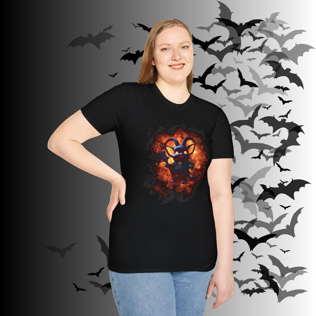 Whimsigoth Chibi Baphomet Fire T-Shirt — Gothic Occult Tee