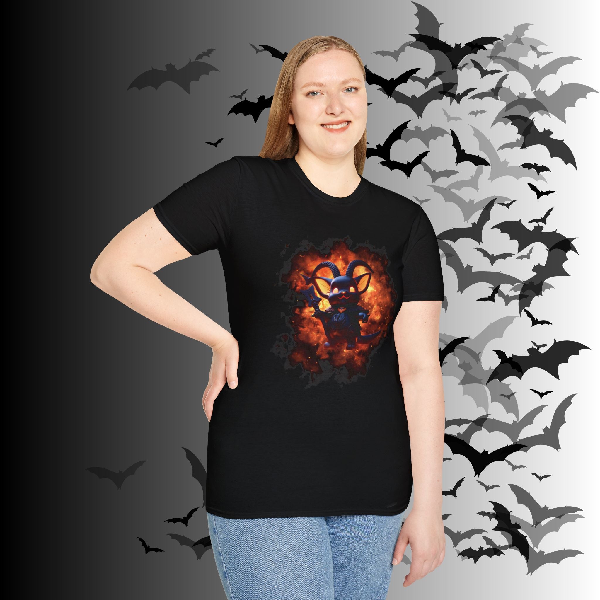 Whimsigoth Chibi Baphomet Fire T-Shirt — Gothic Occult Tee