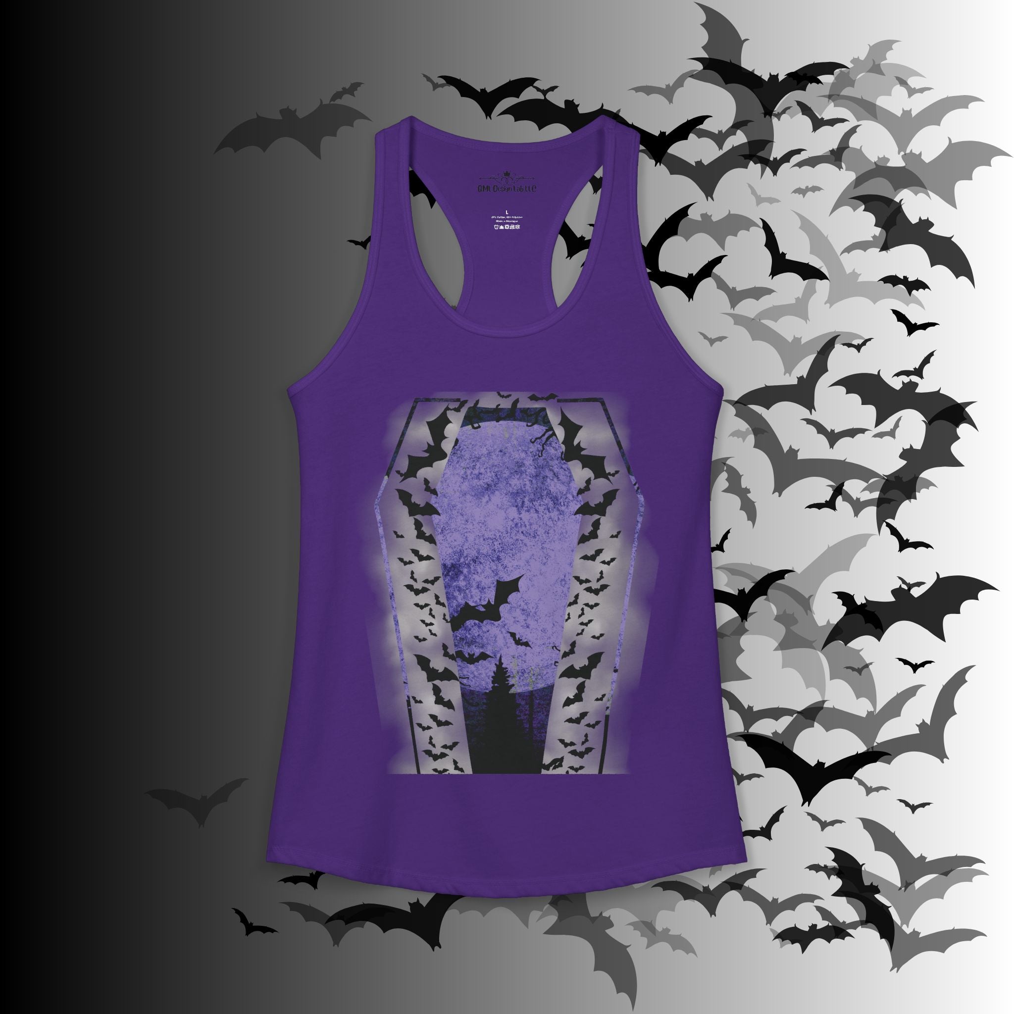 Gothic Coffin Bats Lunar Witch Tank Top — Racerback Sleeveless Top