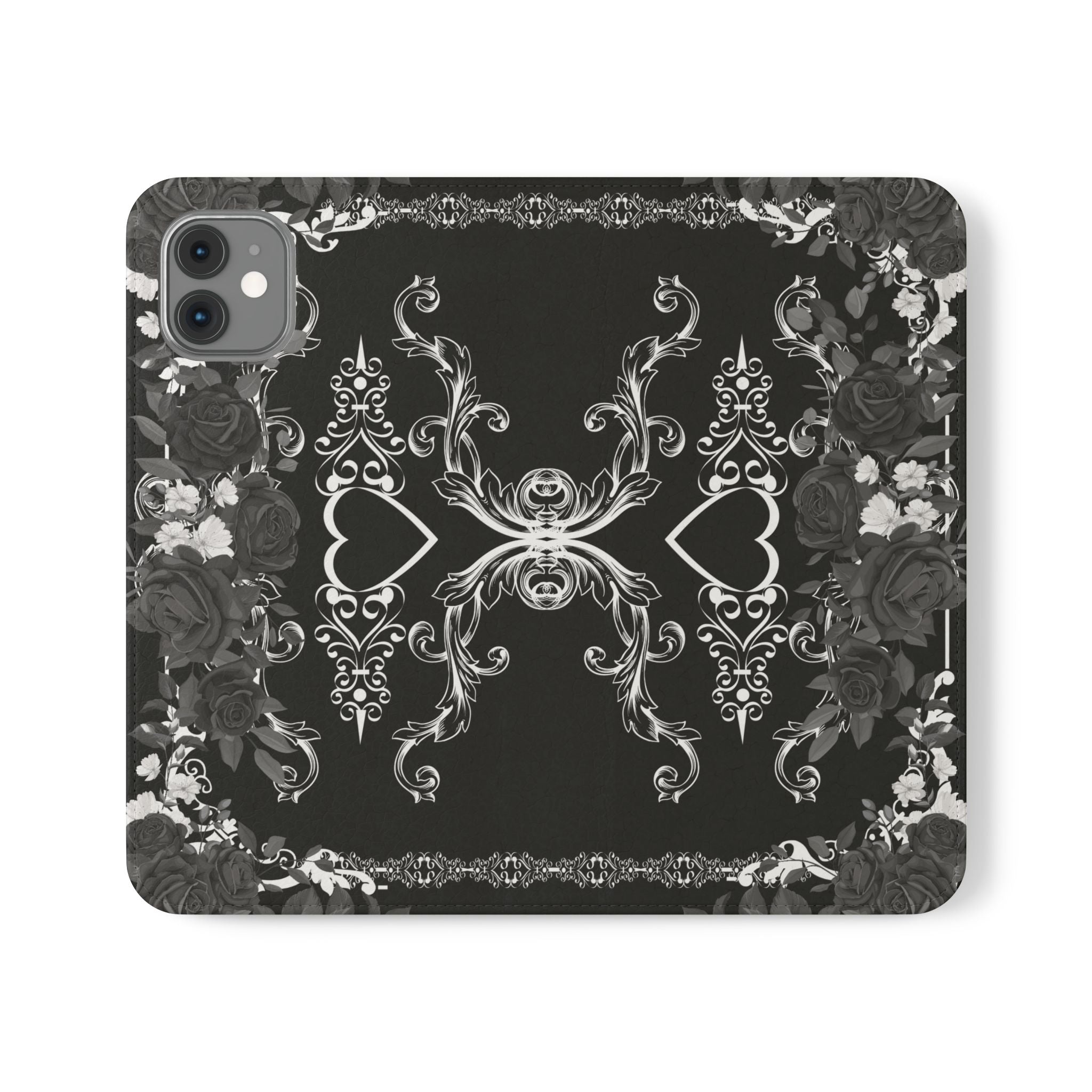 Romantic Goth Wallet Flip Case - Goth Botanical Phone Case