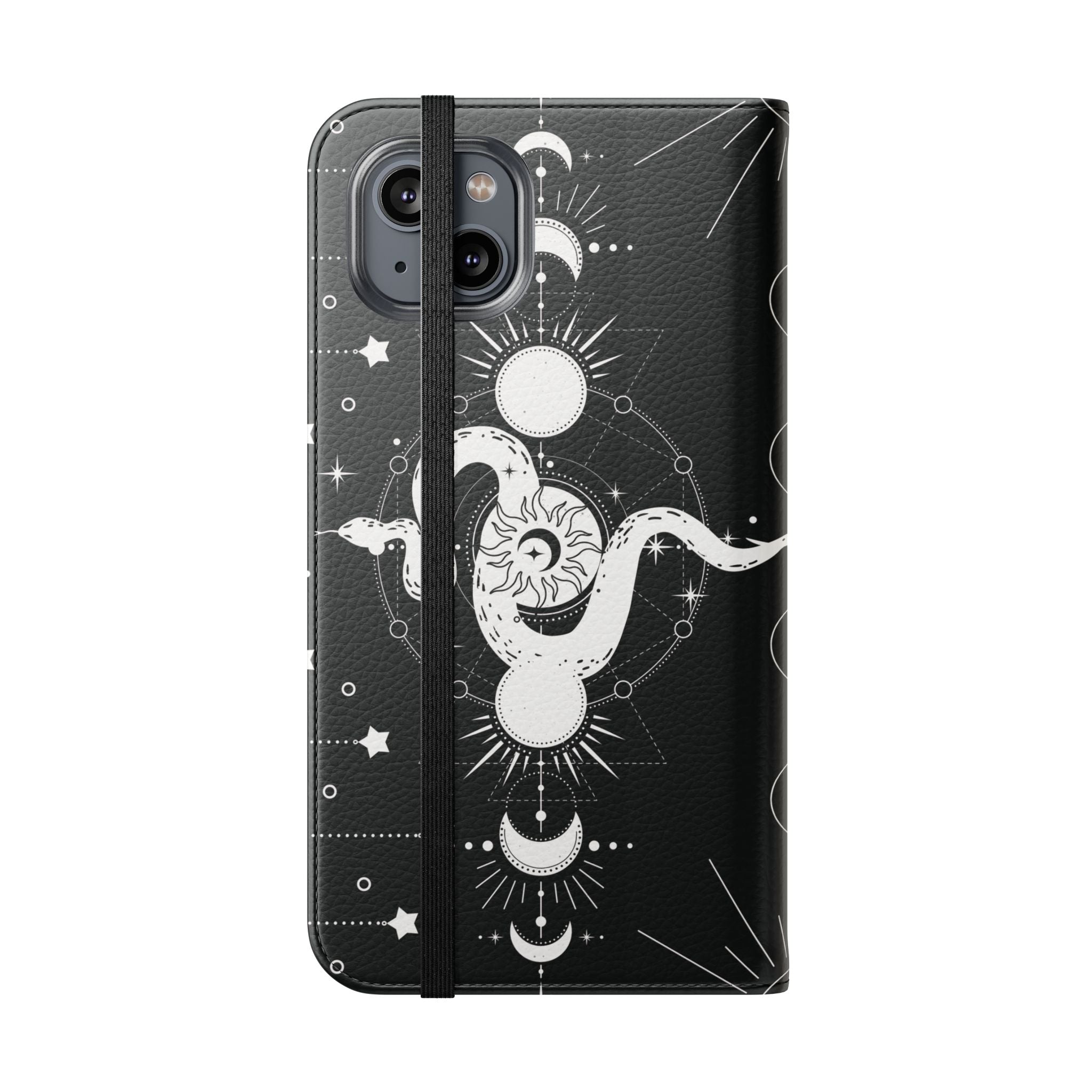 Gothic Style Celestial Snake Moon Phases Wallet Flip PhoneCase - Celestial Style Phone Case for iPhone and Samsung - Moon Phases Wallet Case