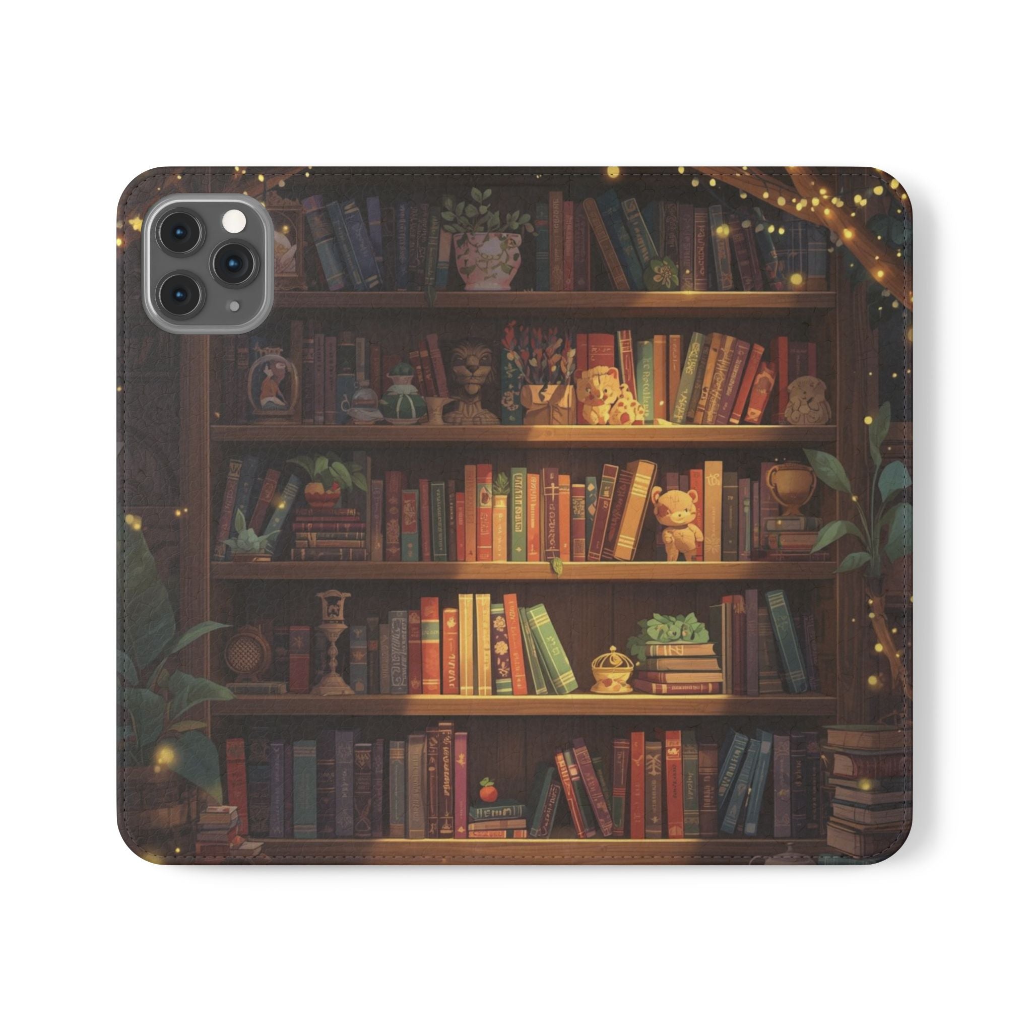 Whimsigoth Bookcase Wallet Flip Case - Romantasy Reader Phone Wallet - Book Pattern Flip Case - Bookish Phone Case