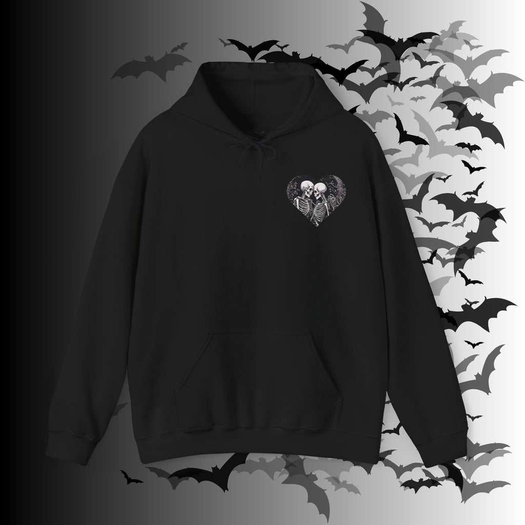 Gothic Skeleton "Forever Yours" Couples Hoodie — Dark Romance Front & Back Print