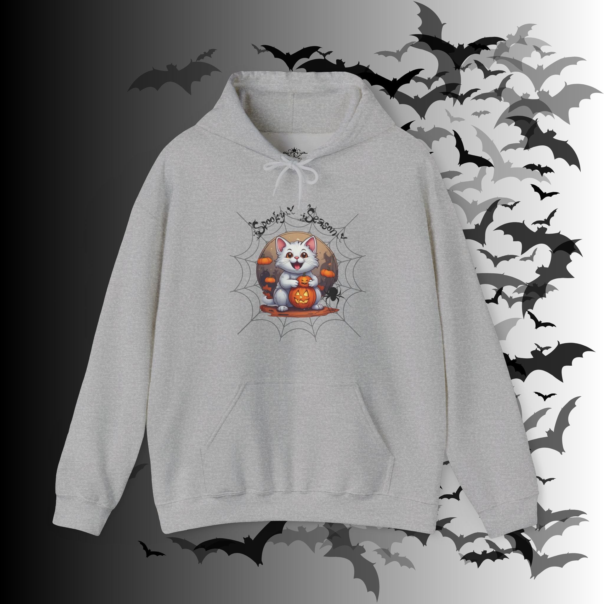 Spooky Season Cat Hoodie — Kawaii Halloween Pumpkin Pullover