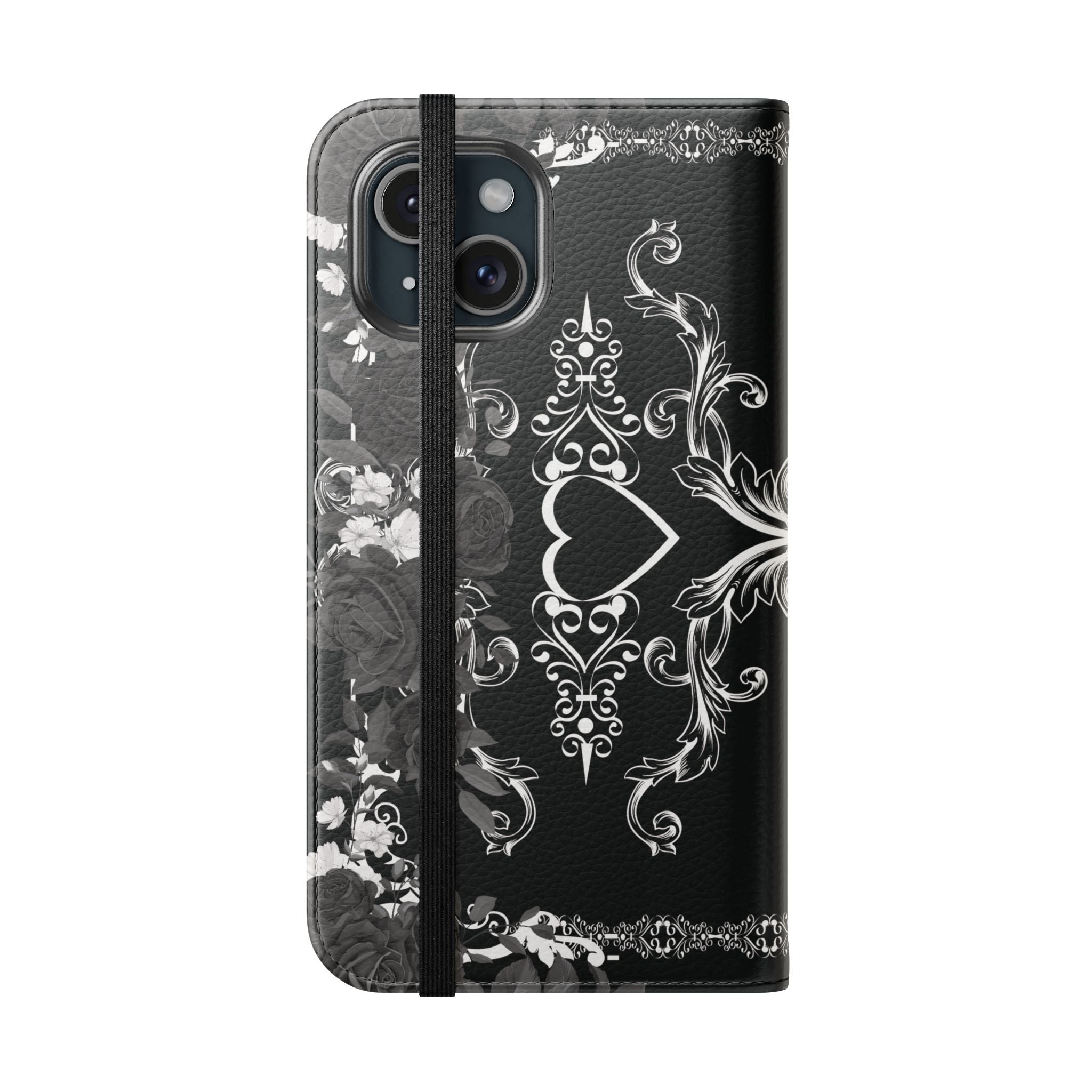 Romantic Goth Wallet Flip Case - Goth Botanical Phone Case