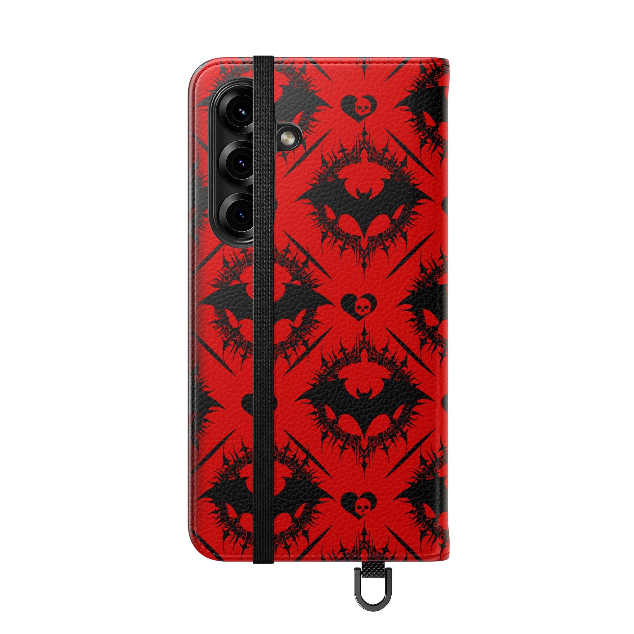 Gothic Bat Wallet Flip Case - Elegant Goth Phone Wallet - Bat Pattern Flip Case - Gothic Phone Case - Stylish Wallet Phone Case