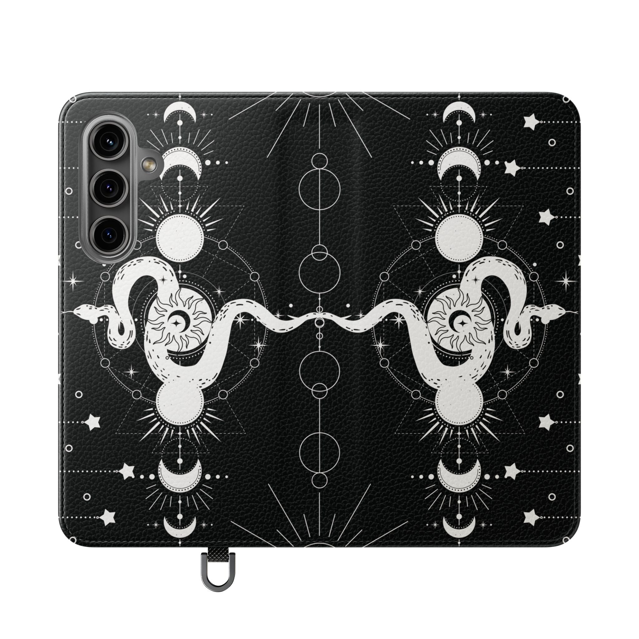 Gothic Style Celestial Snake Moon Phases Wallet Flip PhoneCase - Celestial Style Phone Case for iPhone and Samsung - Moon Phases Wallet Case