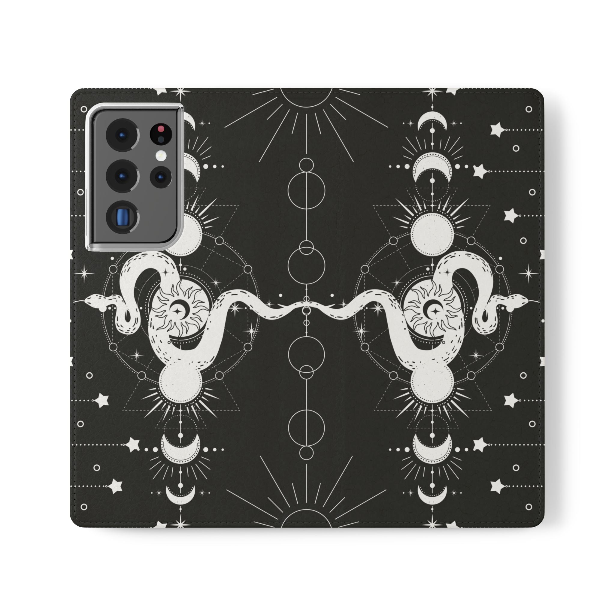 Gothic Style Celestial Snake Moon Phases Wallet Flip PhoneCase - Celestial Style Phone Case for iPhone and Samsung - Moon Phases Wallet Case