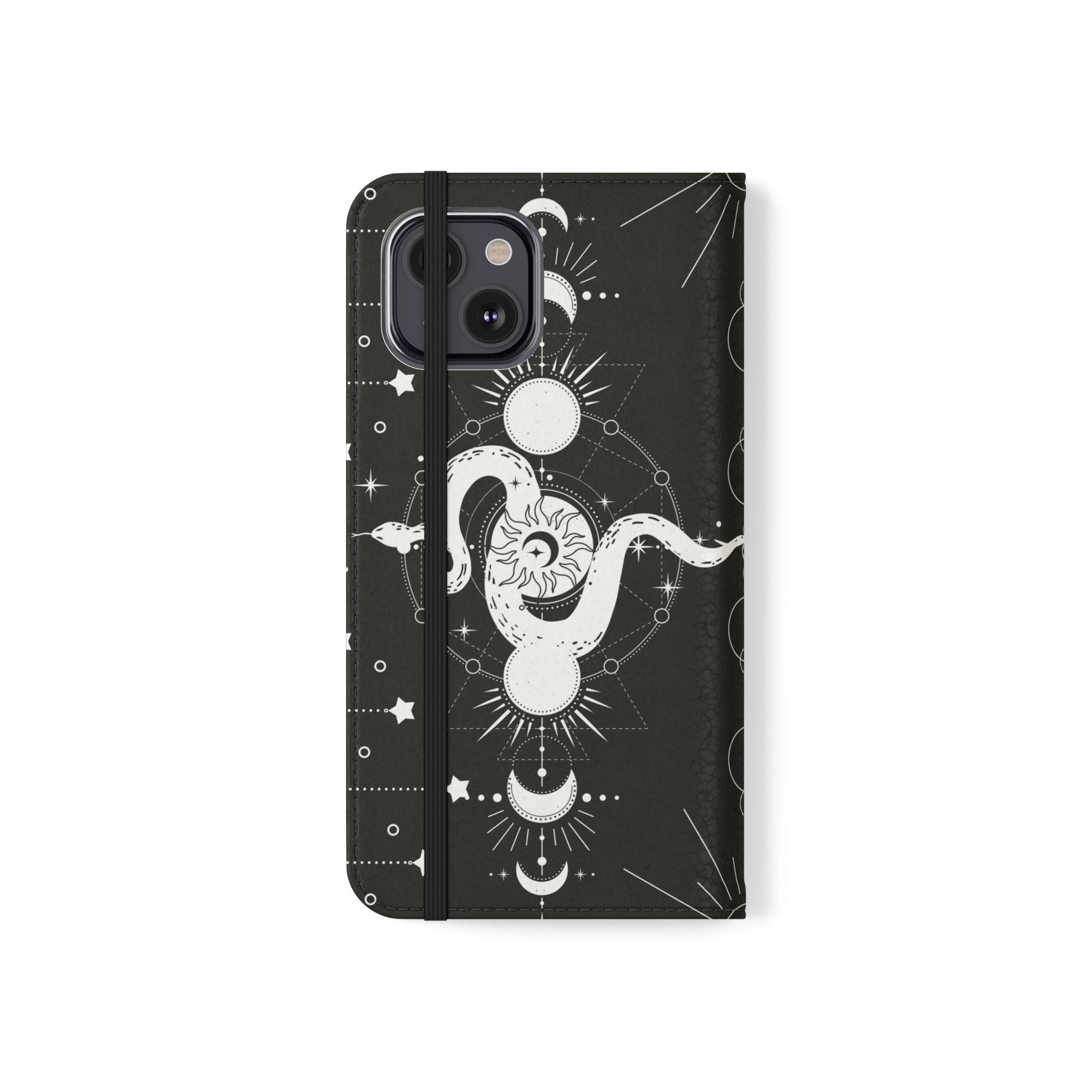 Gothic Style Celestial Snake Moon Phases Wallet Flip PhoneCase - Celestial Style Phone Case for iPhone and Samsung - Moon Phases Wallet Case