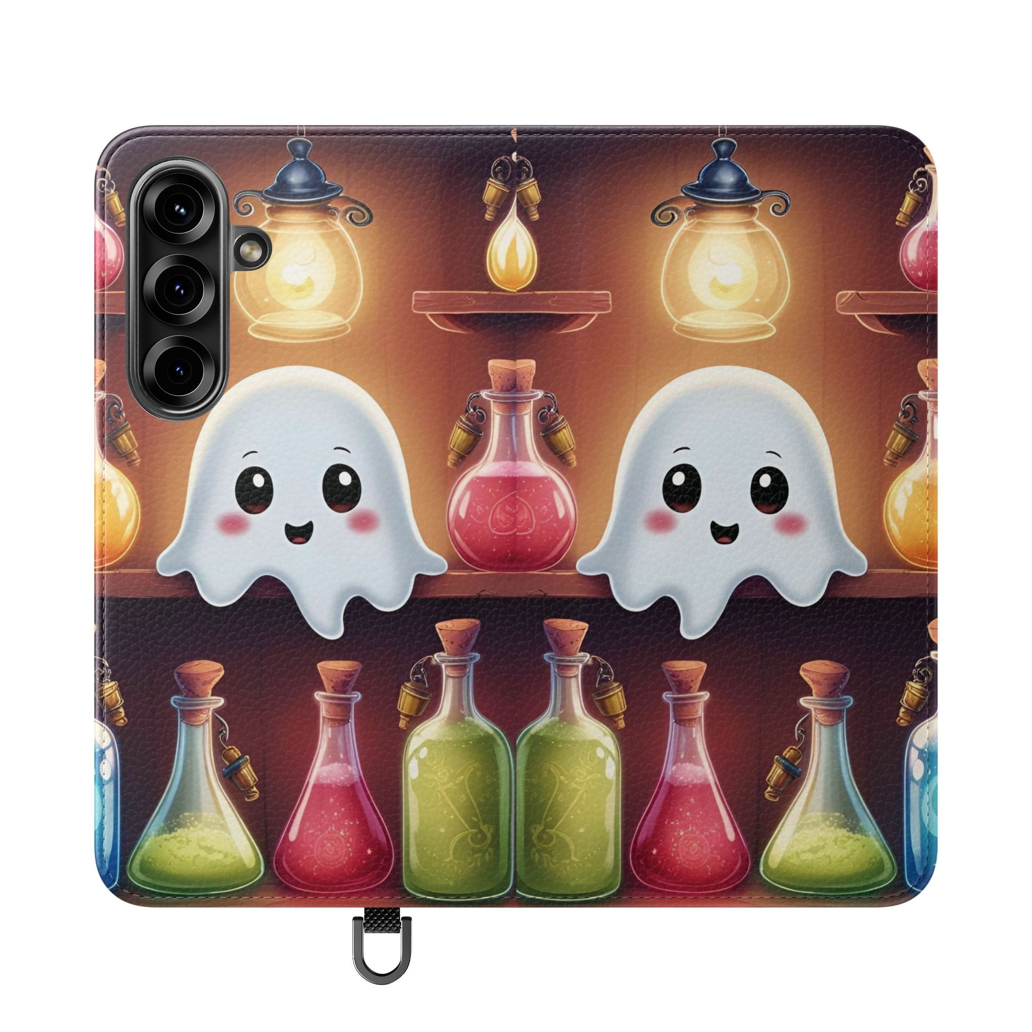 Apothecary Ghost Flip Wallet Case - Spooky Halloween Phone Case - Gothic Ghost Smartphone Case -  Ghost on a Shelf Wallet Case
