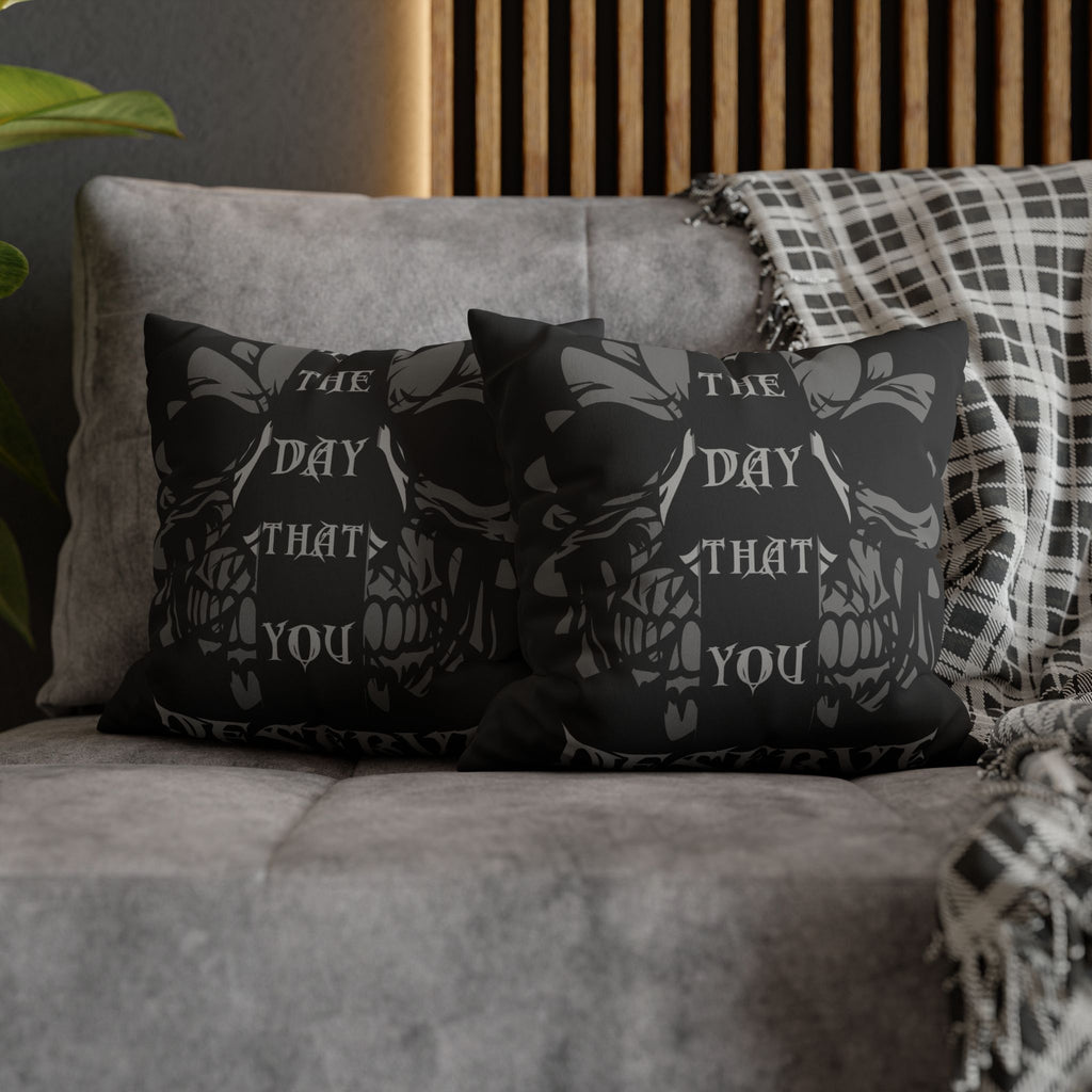 Gothic Floral Skull Throw Pillow — Dark Botanical Moody Home Decor