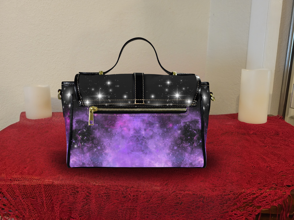 Purple Galaxy Crossbody Bag | Cosmic Nebula Waterproof Canvas Satchel Purse