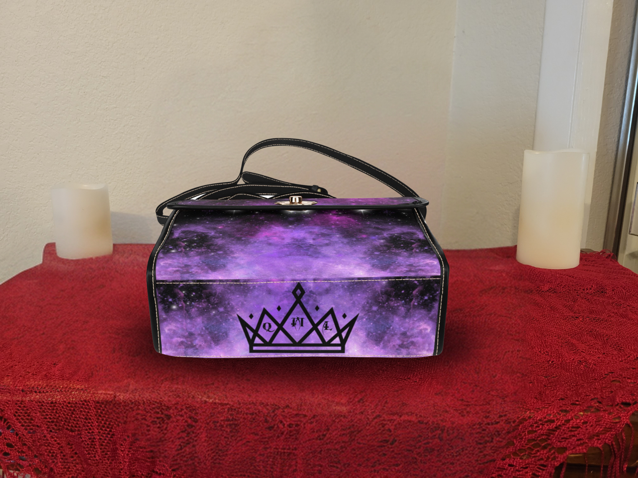 Purple Galaxy Handbag | Cosmic Nebula Waterproof Canvas Crossbody Purse