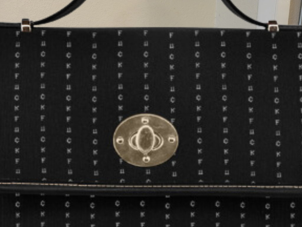 Gothic Pinstripe Handbag | Hidden F-Word Waterproof Canvas Crossbody Purse