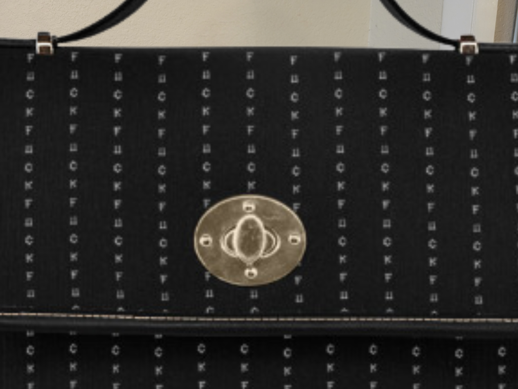 Gothic Pinstripe Handbag | Hidden F-Word Waterproof Canvas Crossbody Purse