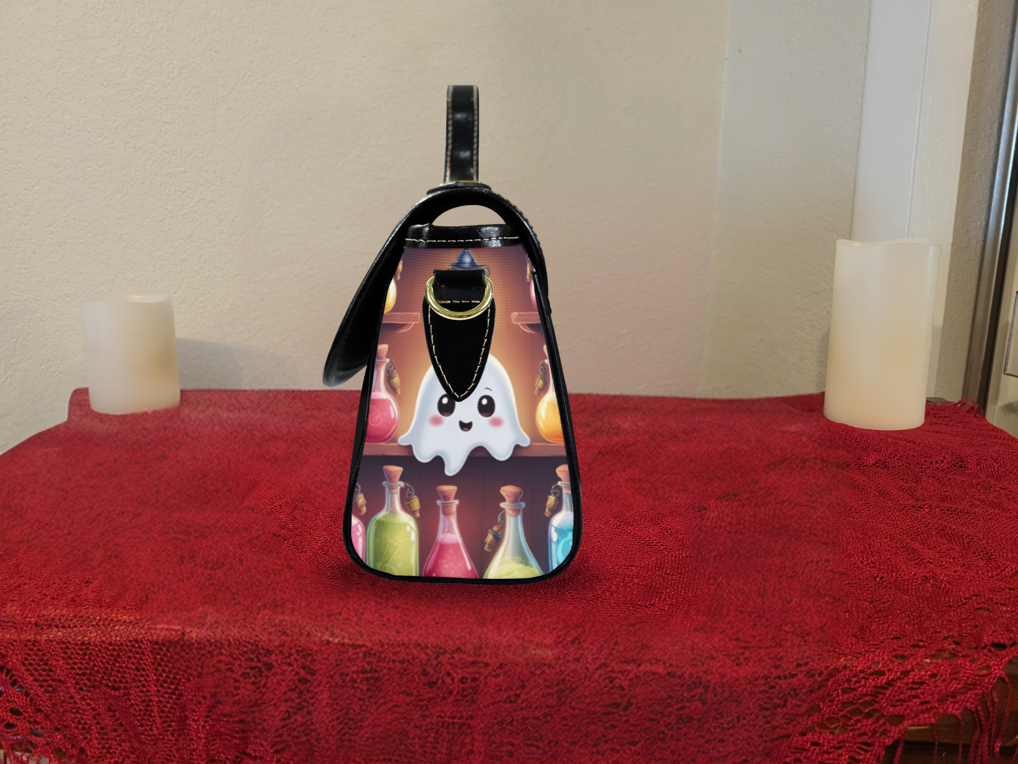 Apothecary Ghost Potion Crossbody Bag | Pastel Goth Waterproof Canvas Satchel Purse