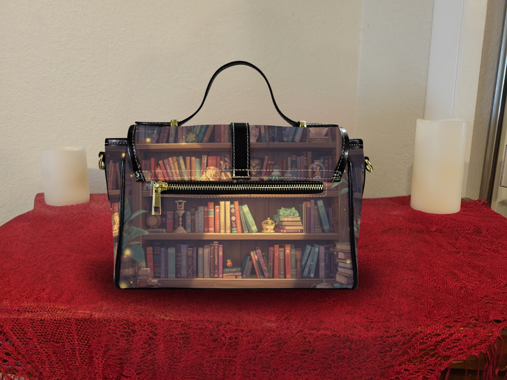 Whimsical Bookcase Crossbody Bag