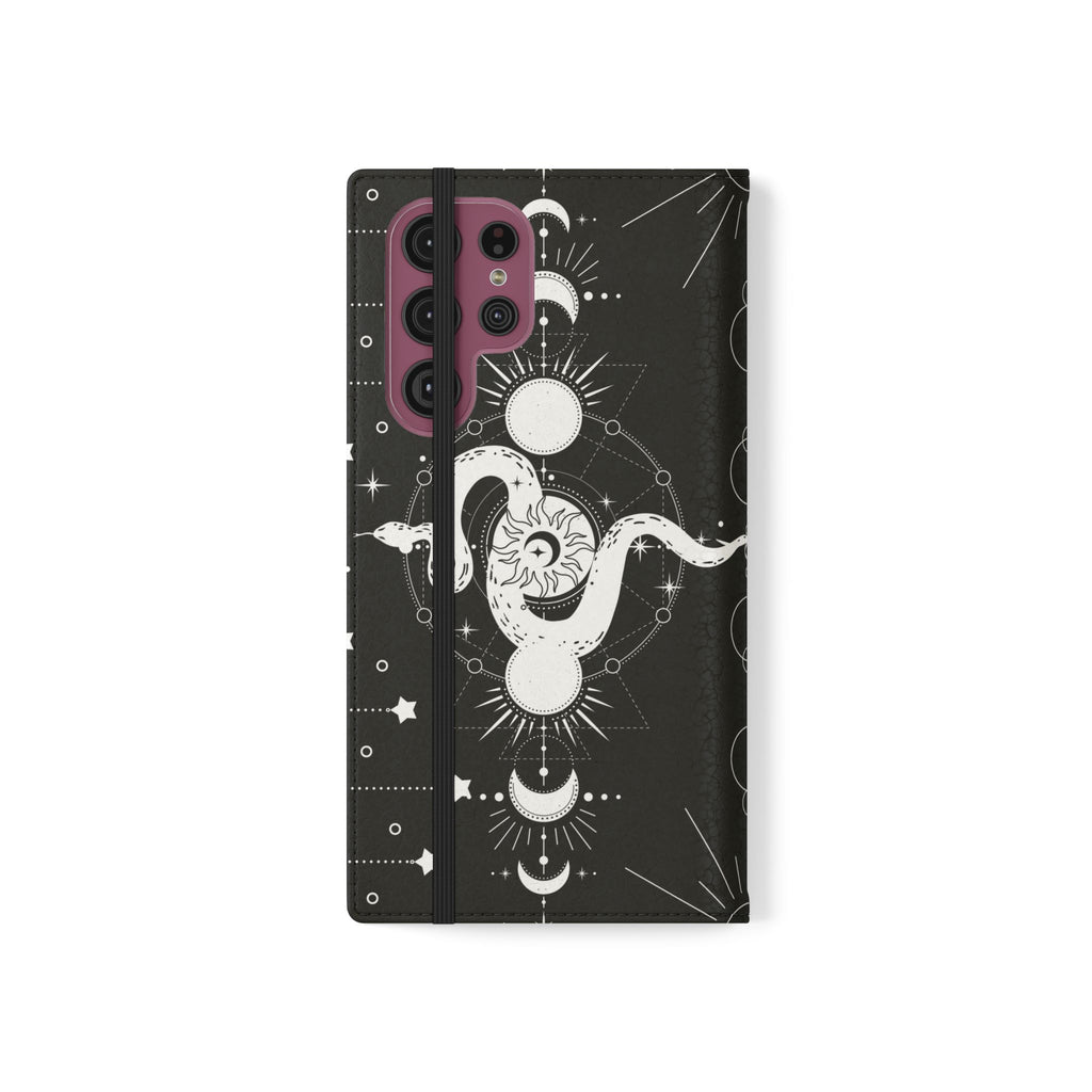 Gothic Style Celestial Snake Moon Phases Wallet Flip PhoneCase - Celestial Style Phone Case for iPhone and Samsung - Moon Phases Wallet Case
