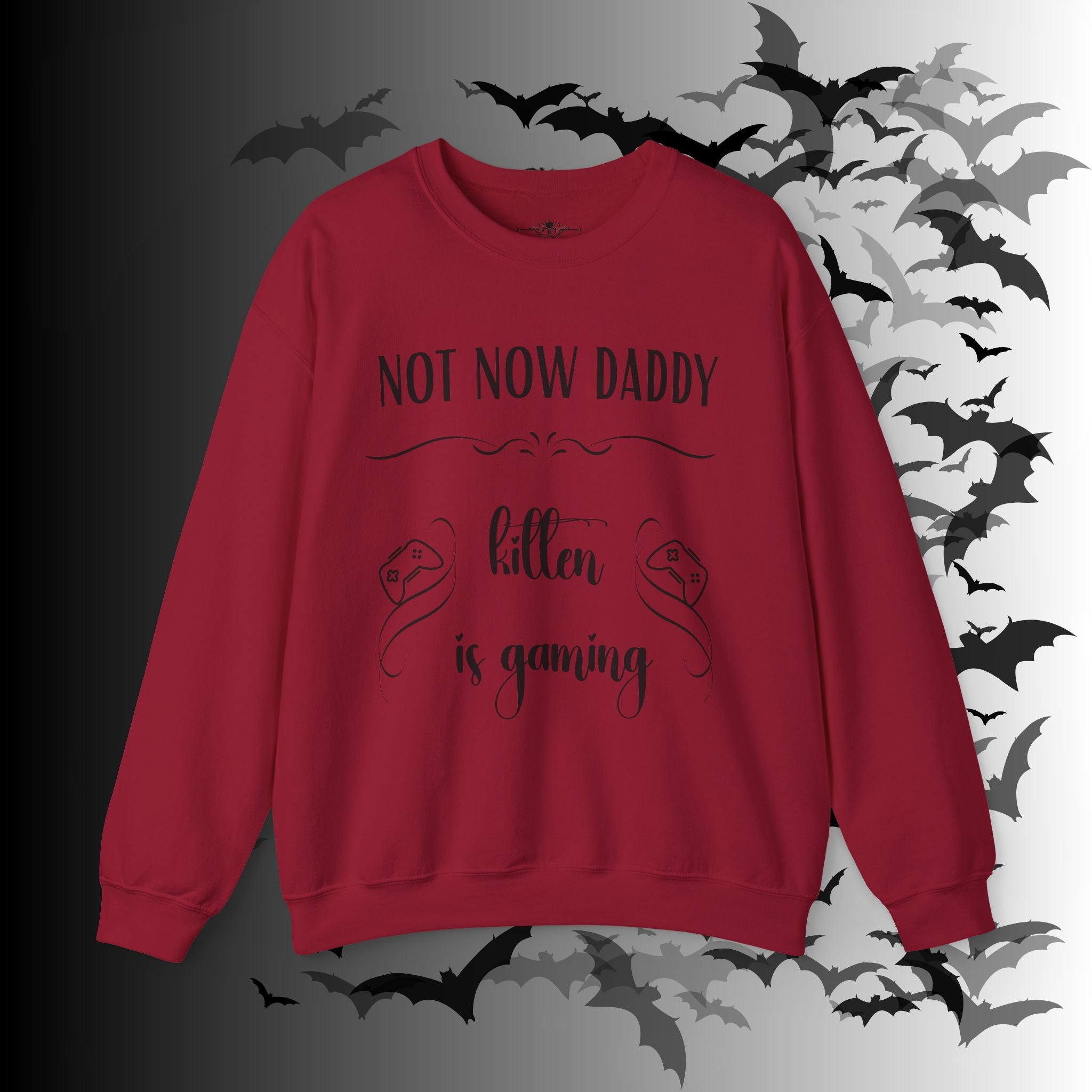 Not Now Daddy Kitten Is Gaming Crewneck Sweatshirt — Funny Gamer Sweater