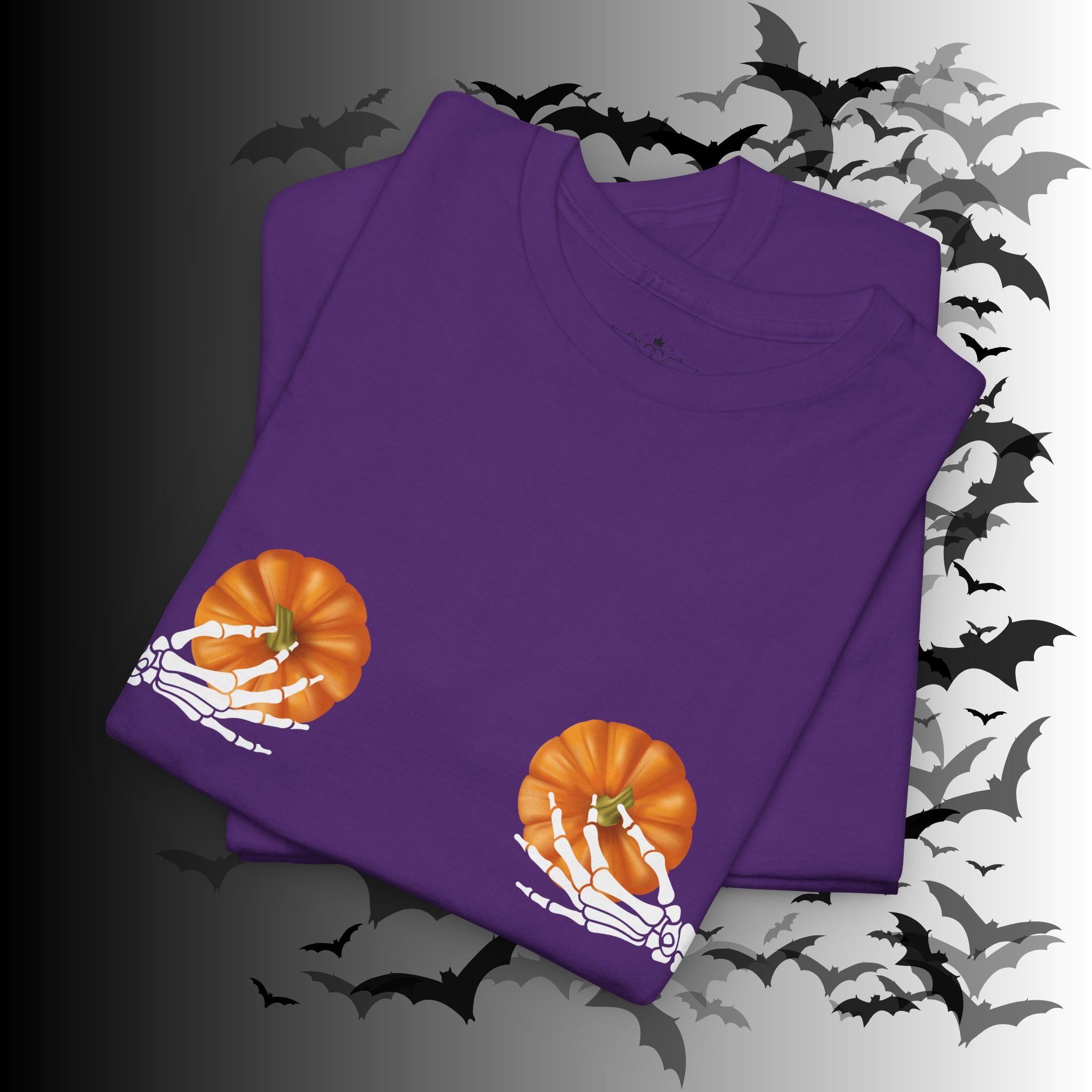 Skeleton Hands Pumpkin Halloween T-Shirt — Funny Spooky Season Tee