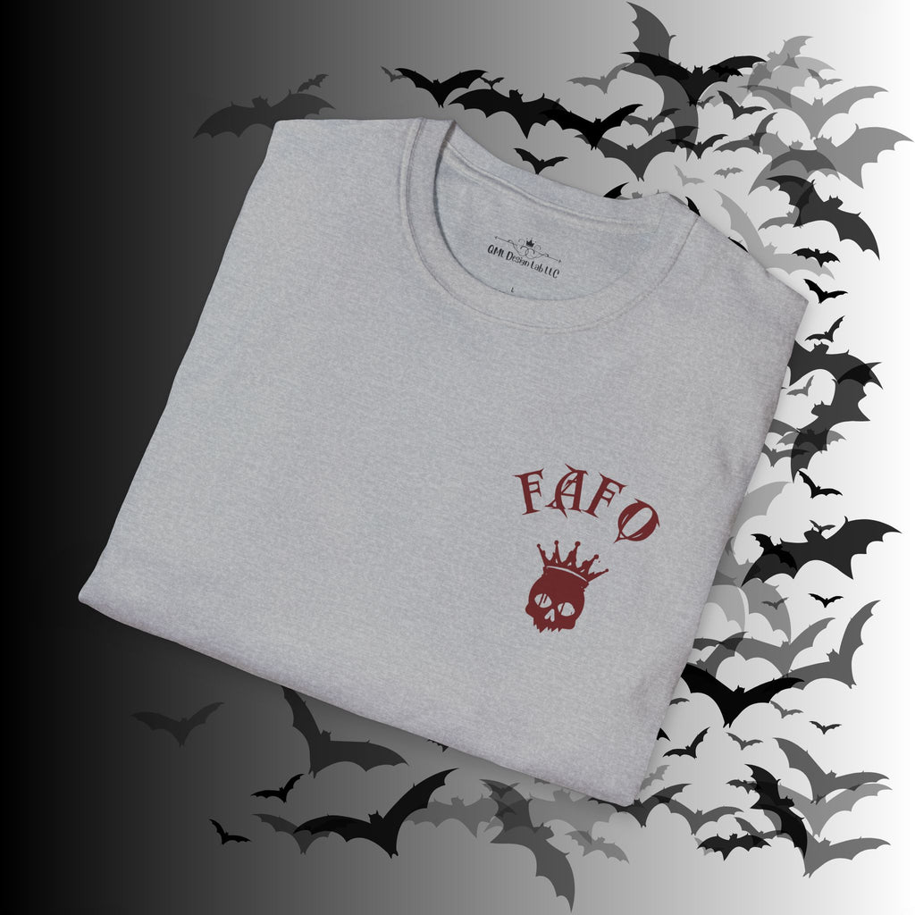 "FAFO" I Identify As A Threat T-Shirt — Gothic Humor Front & Back Print