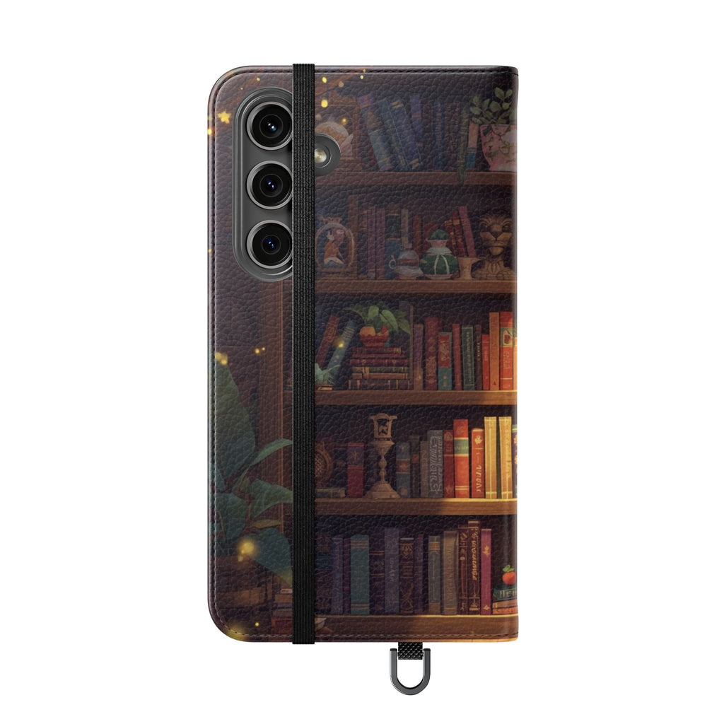 Whimsigoth Bookcase Wallet Flip Case - Romantasy Reader Phone Wallet - Book Pattern Flip Case - Bookish Phone Case